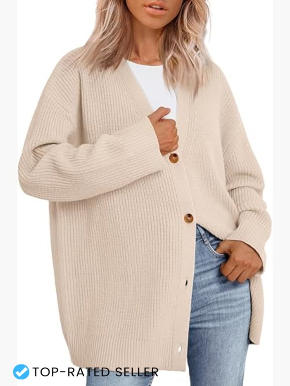 Oversized V-Neck Cardigan Knit Button Front Casual Trendy Sweater 2025 Fall